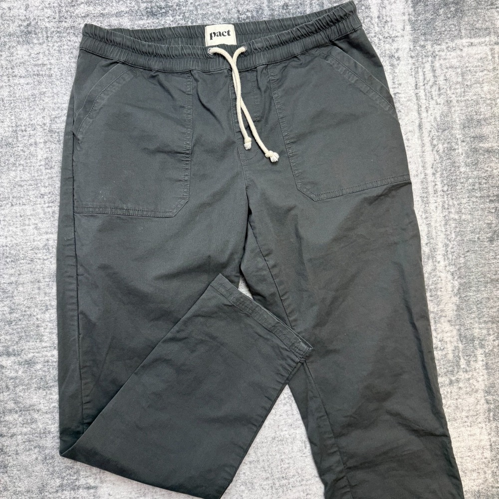 Pact Twill Roll Up Pant Adult Large Storm Gray Organic Cotton Drawstring Stretch
